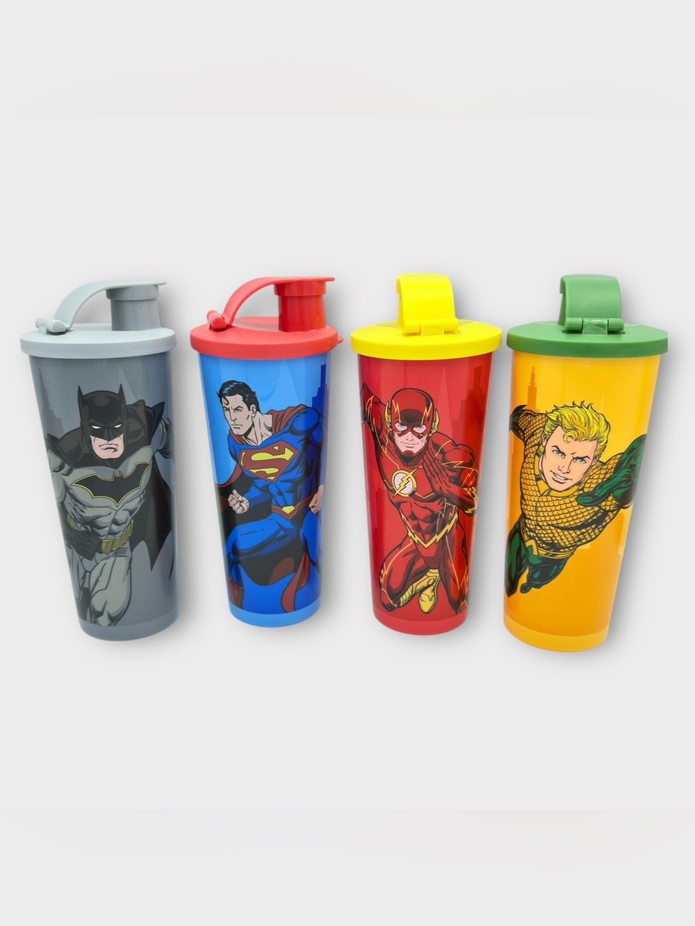 Tupperware Superhero Tumbler Cup Set Of 4 Superman Batman The Flash Aquaman